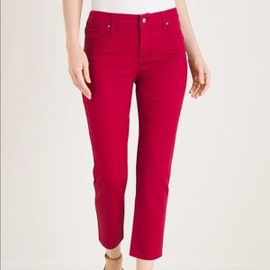 Chico’s Denim Slim Crops in red -Size 00